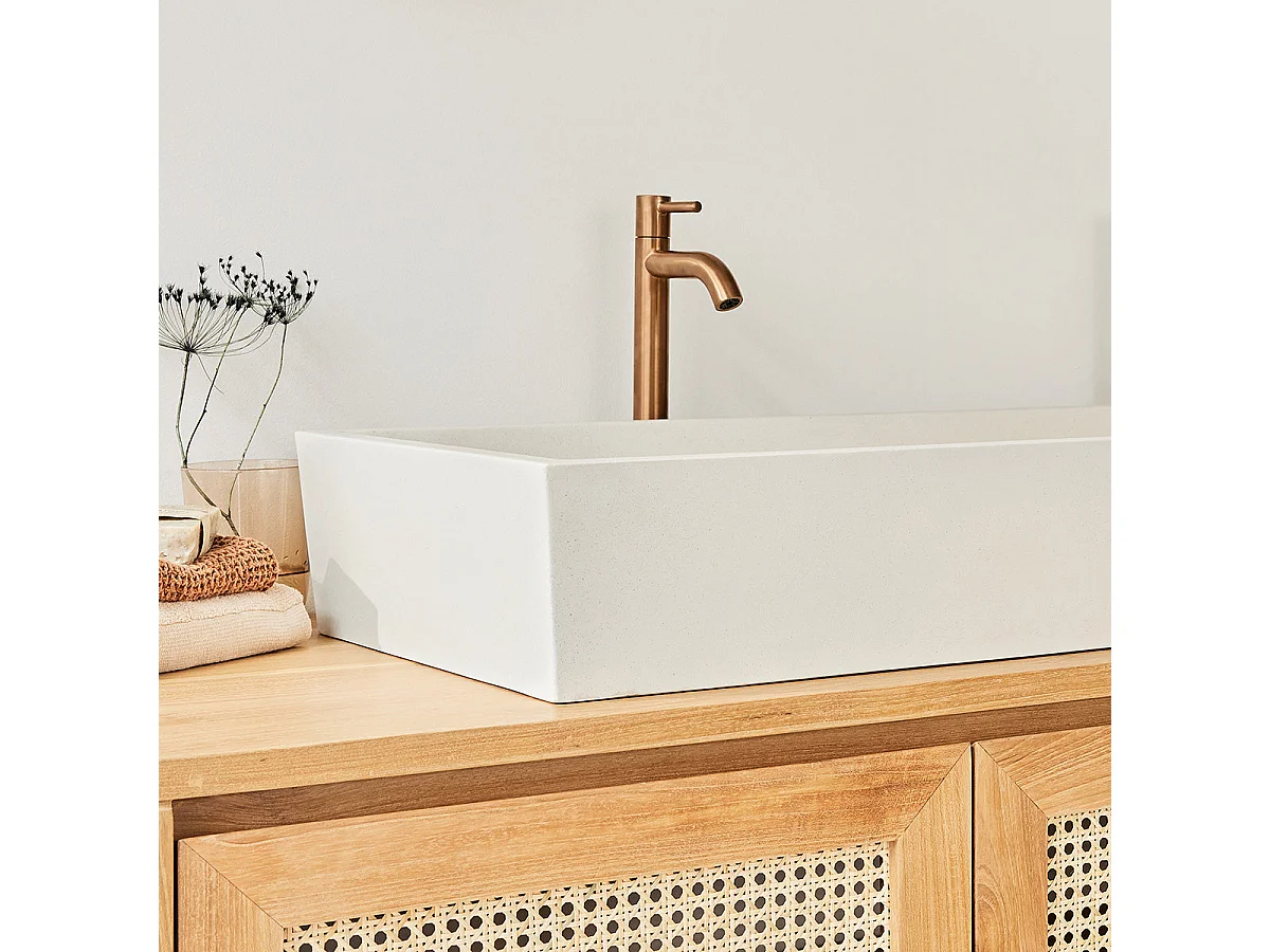 Panca da giardino in teak massello e corda beige