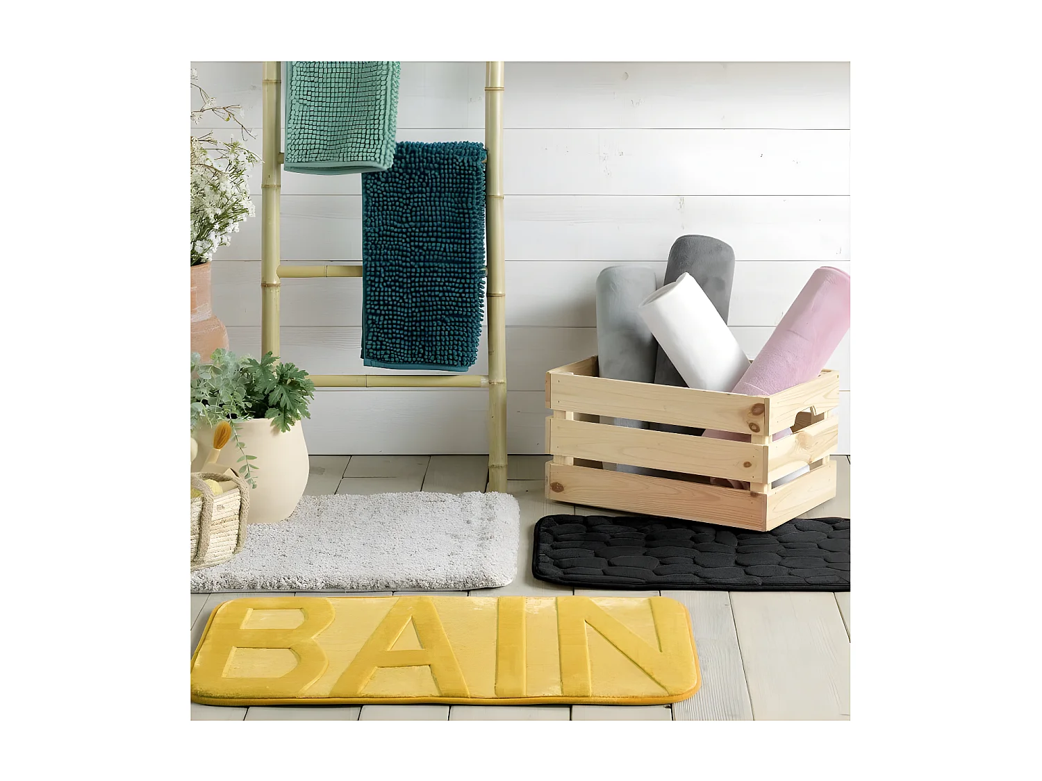 Tapis de Bain "Ricochet" 40x60cm Framboise