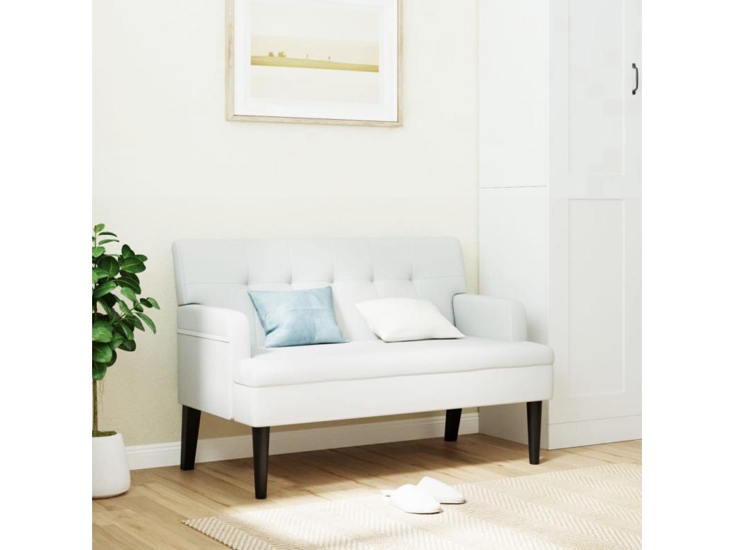 Banco con respaldo cuero sintético blanco 112x65,5x75 cm