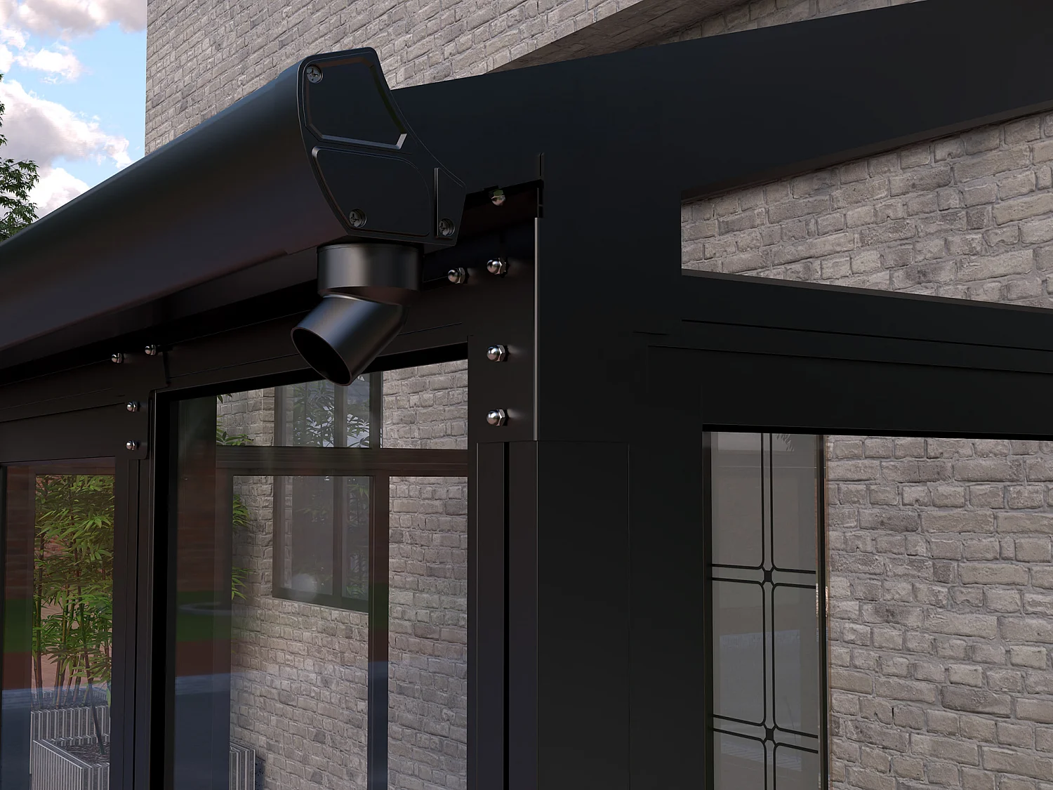 Véranda en aluminium et polycarbonate avec protection UV - 12,5 m² - anthracite - MATHILDA