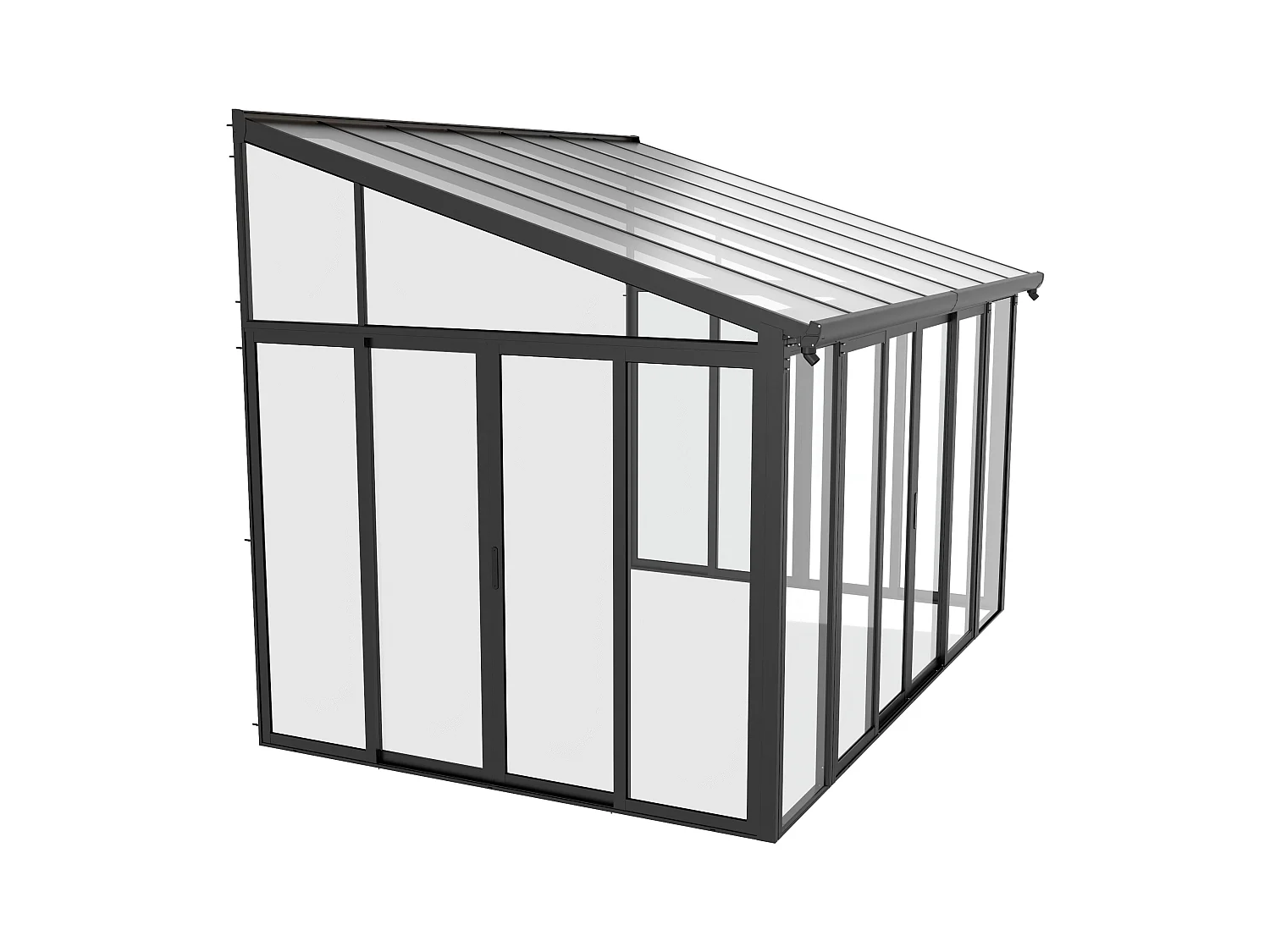 Veranda de aluminio y policarbonato con protección UV - 12 m² - antracita - MATHILDA