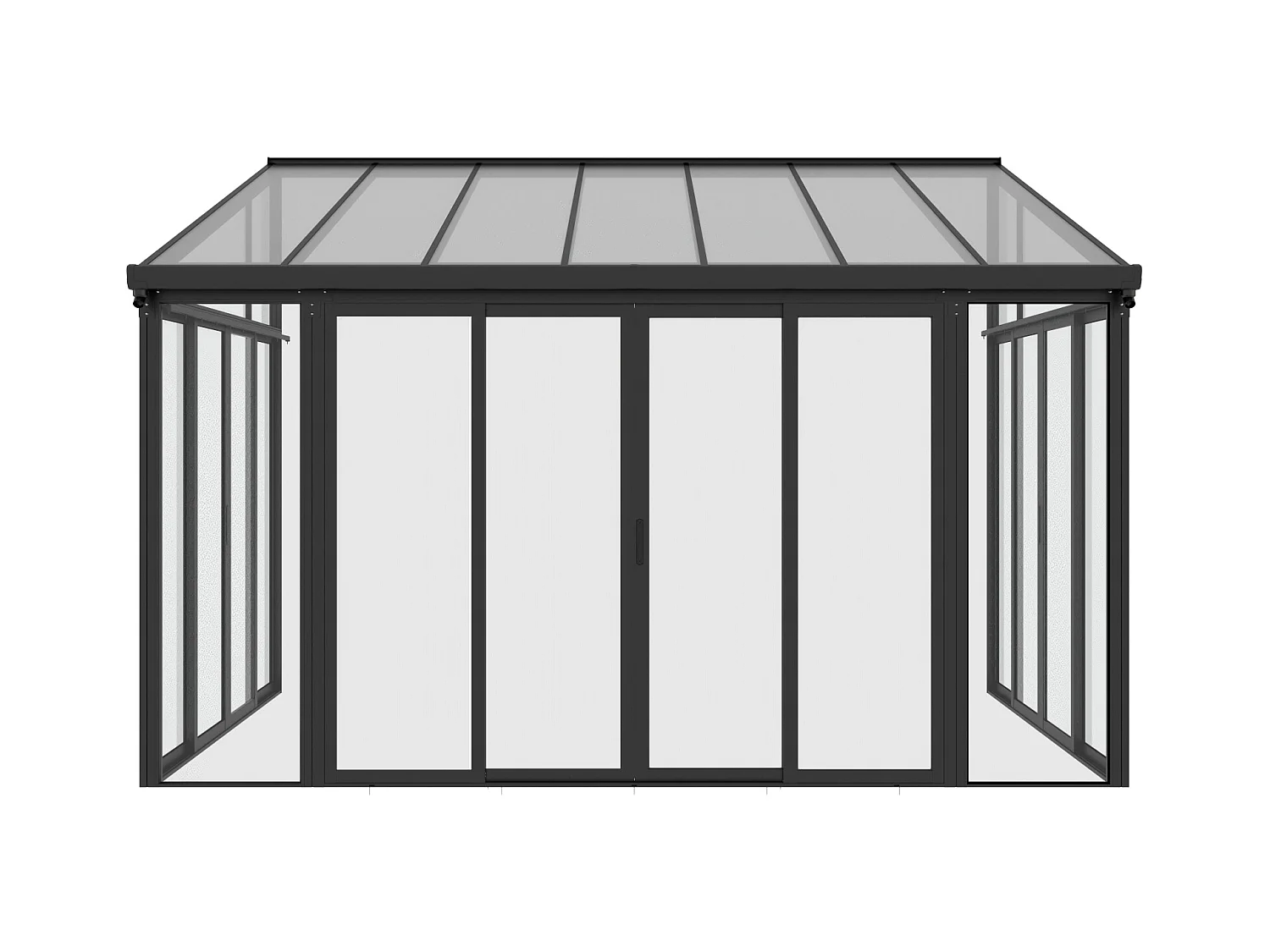 Veranda de aluminio y policarbonato con protección UV - 12 m² - antracita - MATHILDA