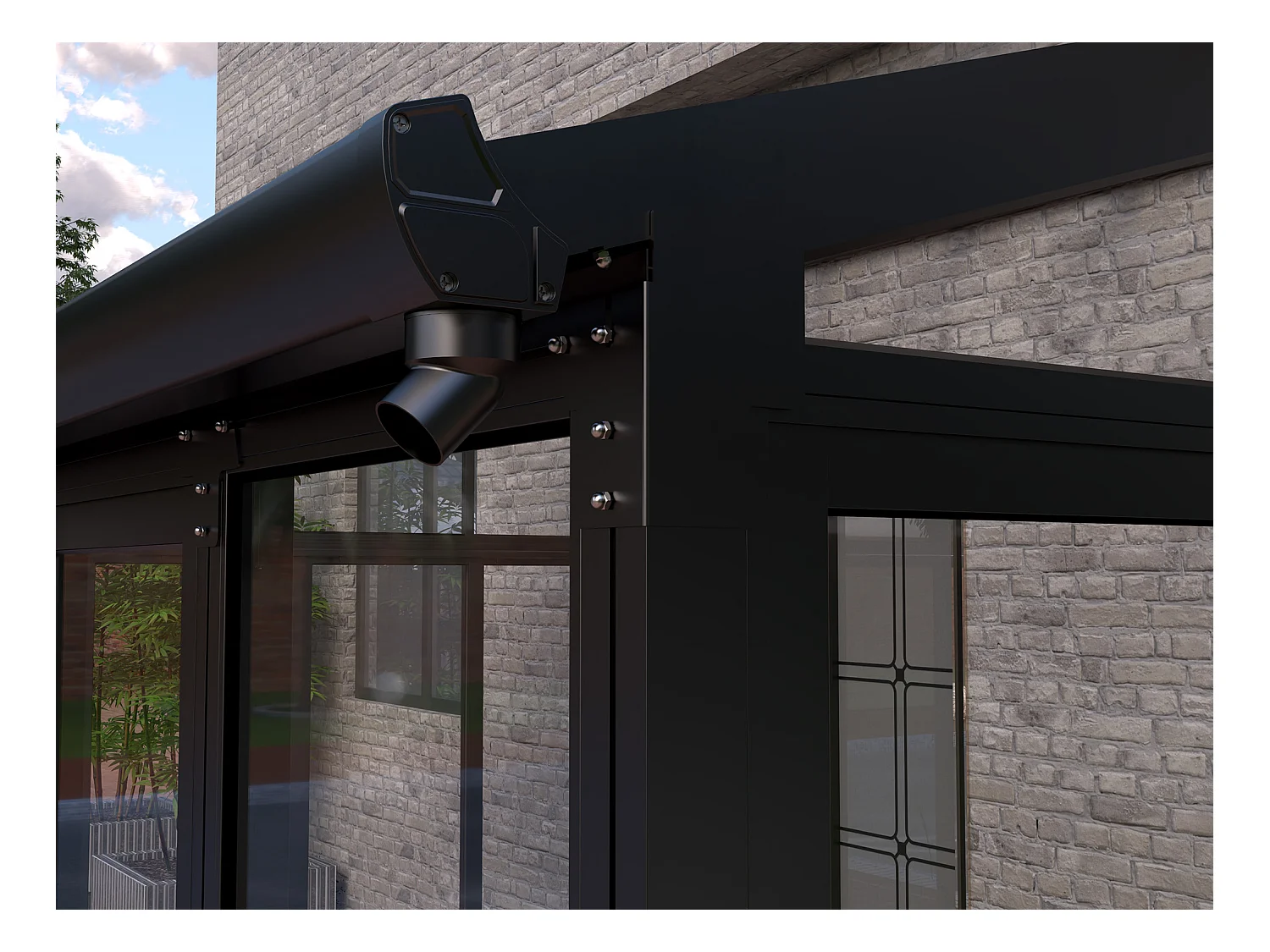 Veranda de aluminio y policarbonato con protección UV - 12 m² - antracita - MATHILDA