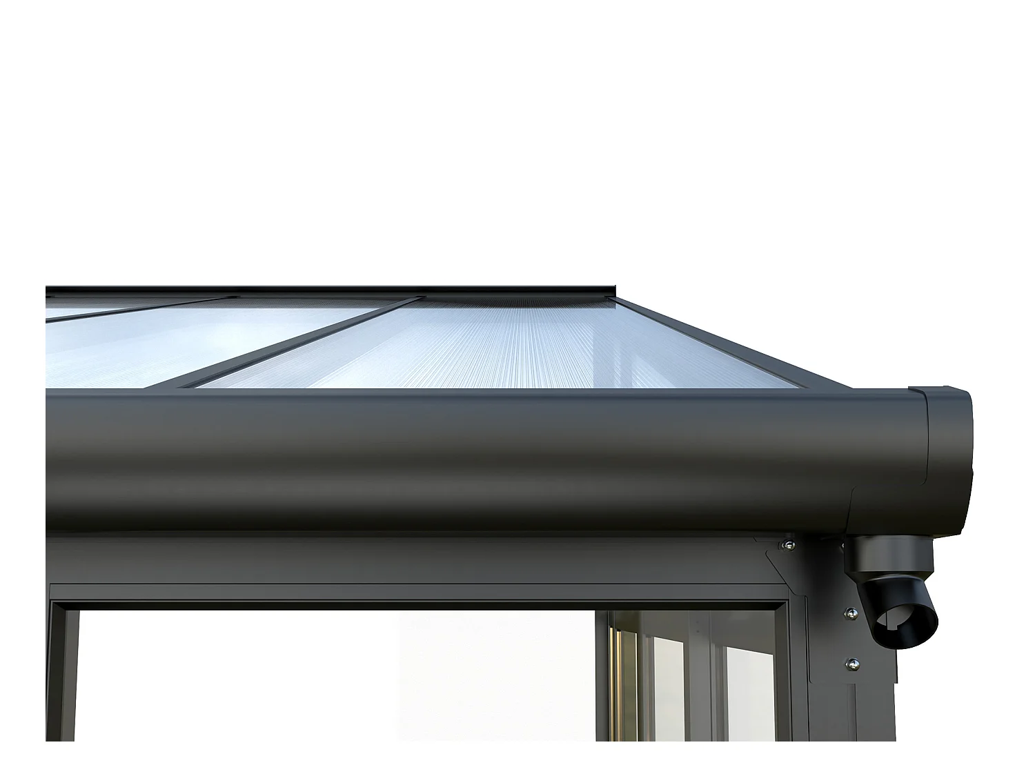 Veranda de aluminio y policarbonato con protección UV - 12 m² - antracita - MATHILDA