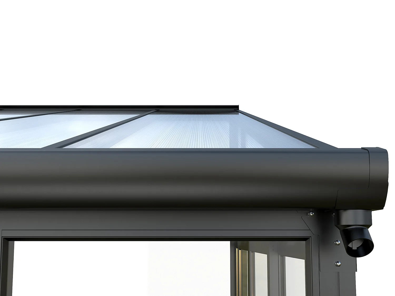 Veranda de aluminio y policarbonato con protección UV - 12 m² - antracita - MATHILDA