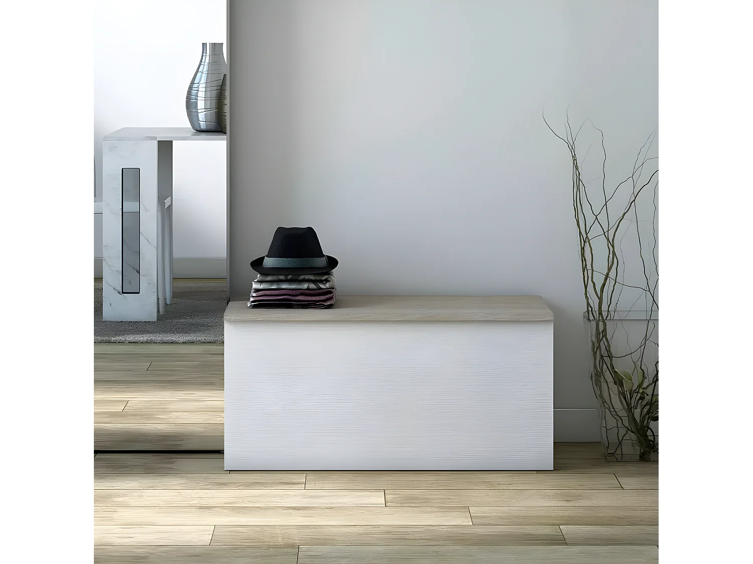 Banco baúl para contenedor de almacenamiento de entrada salón