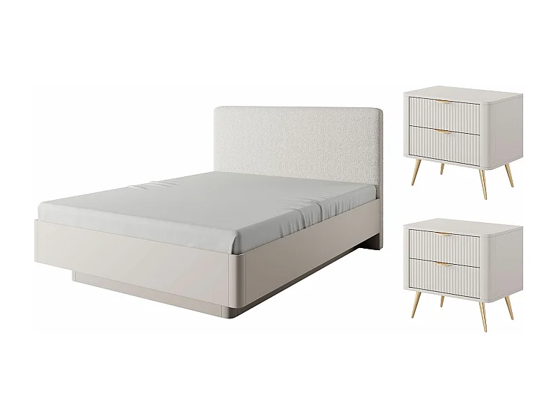 SCHLAFZIMMER-SET Lante beige 3-teilig ohne Lattenrahmen