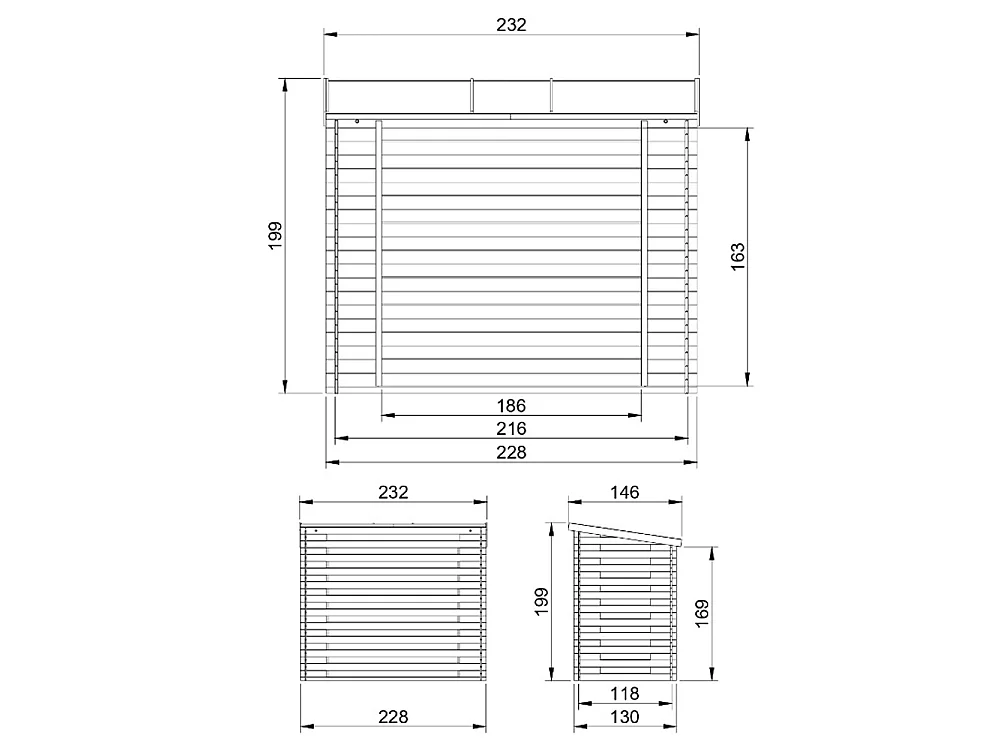 Cabana de madeira - l146xL232xH199 cm / 2.63 m² - M202