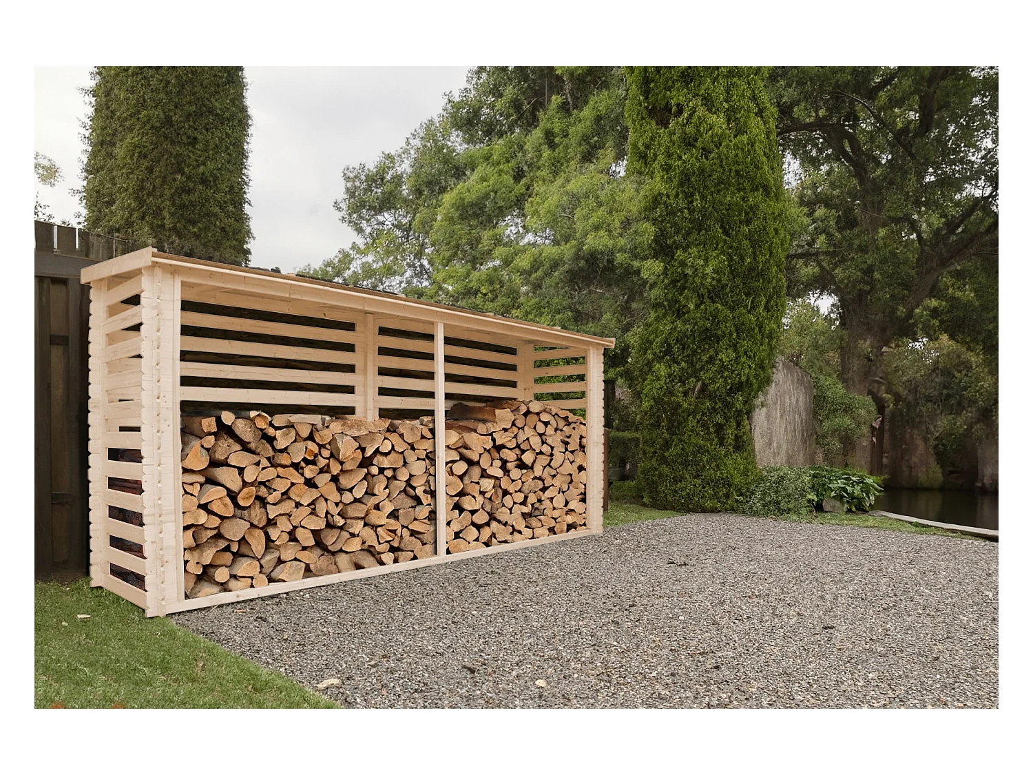 TIMBELA - Haardhout Opslagschuurtje - M203 - l112xL450xH199 cm/ 4m2