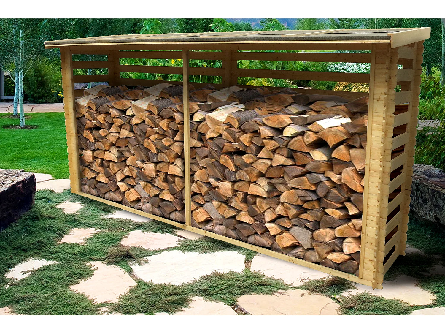 TIMBELA M203 Abri à bûches -l112xL458xH199 cm/ 4m2