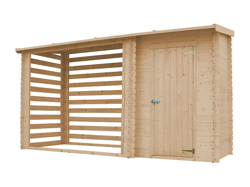 TIMBELA M205 Abri de jardin+ Chalet pour vélos - 348 x 146 cm - 2,54 m2+1,1 m2