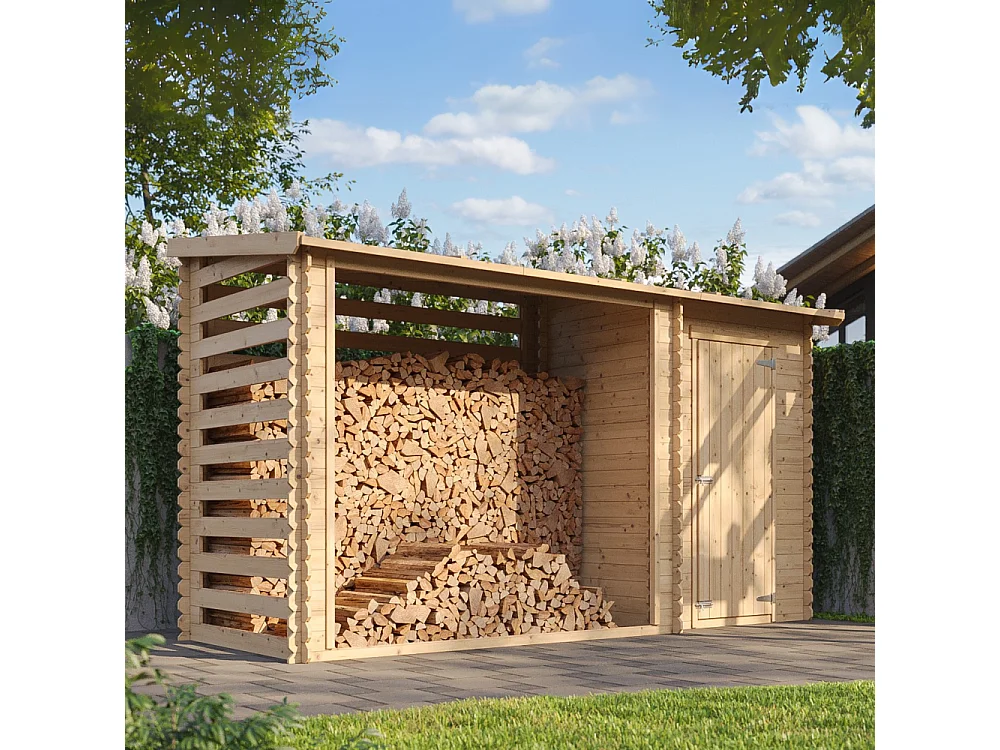 Abri de jardin + chalet pour vélos - 348 x 146 cm - 2,54 m2+1,1 m2 - M205
