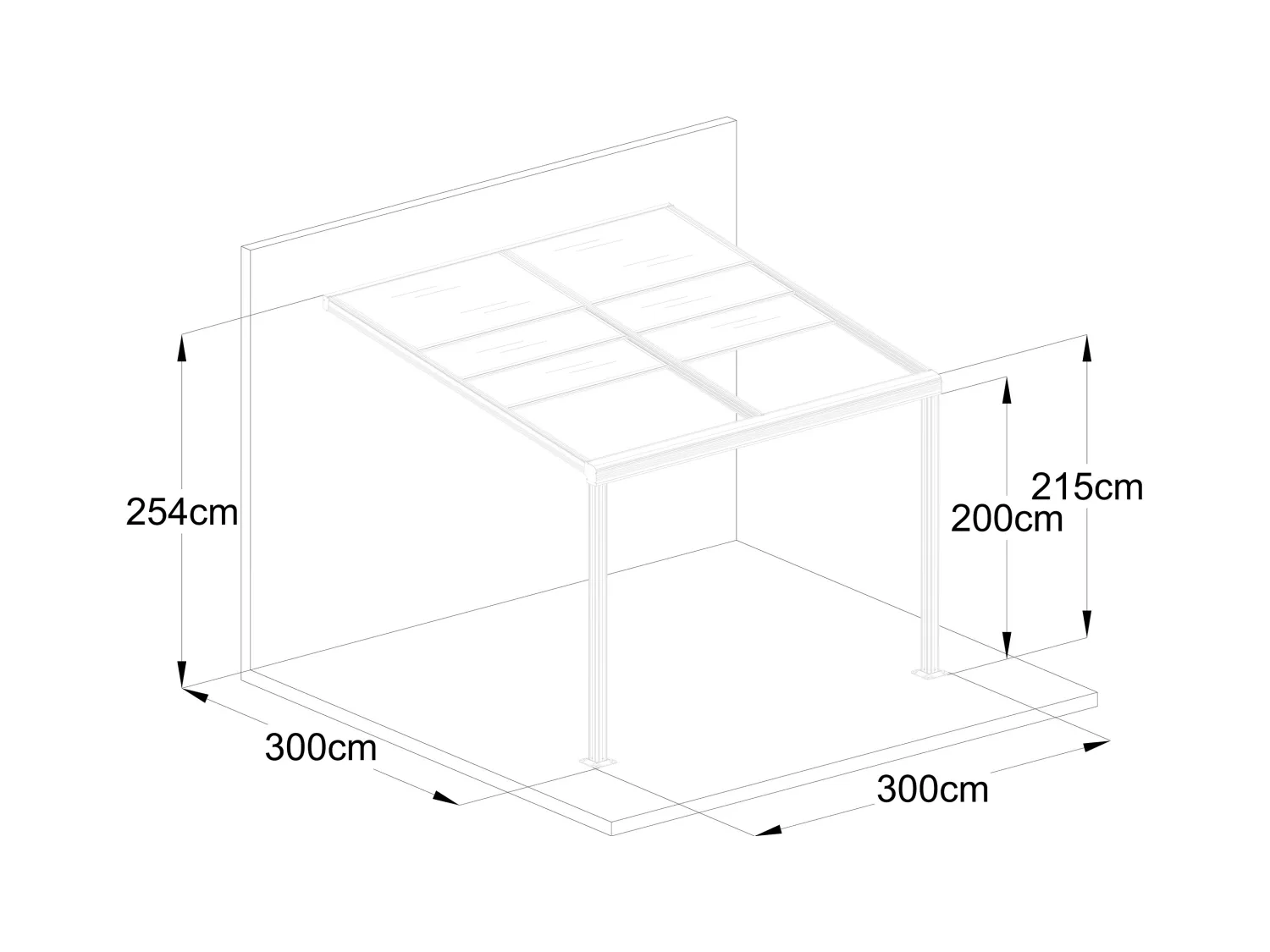 Pergola adossée en aluminium avec toit coulissant - 9 m² - anthracite - IZEDA
