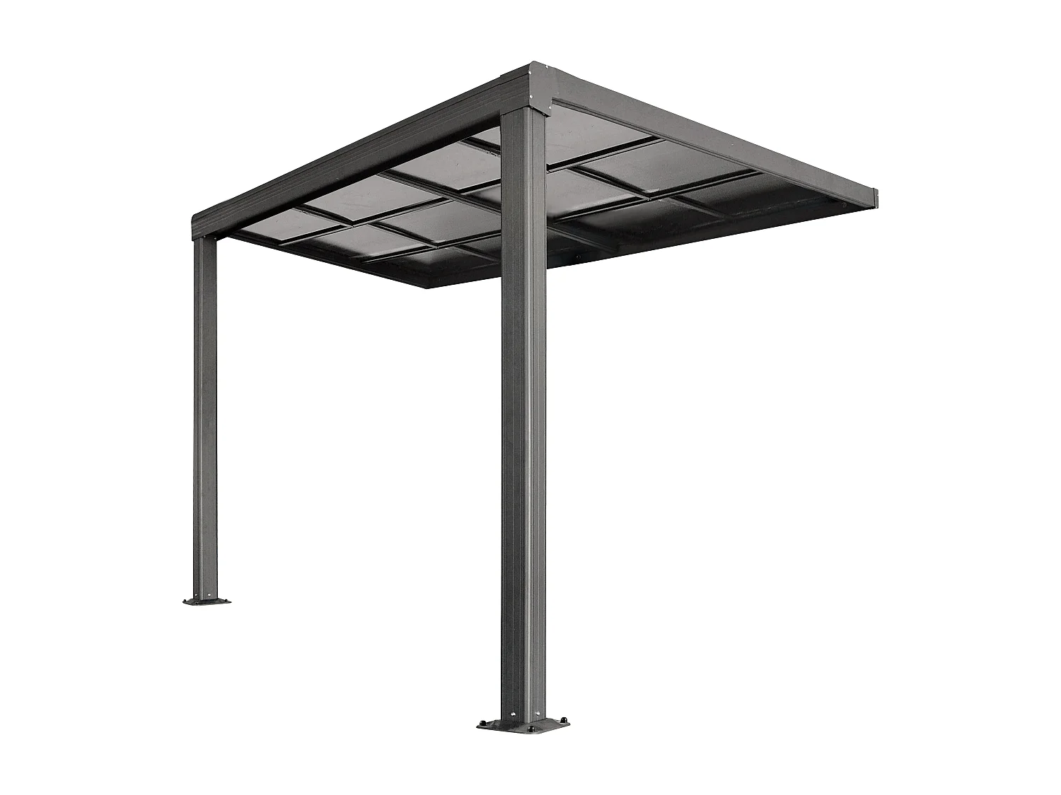 Pergola voor tegen de muur met schuifbaar dak - 9 m² - Antraciet - IZEDA