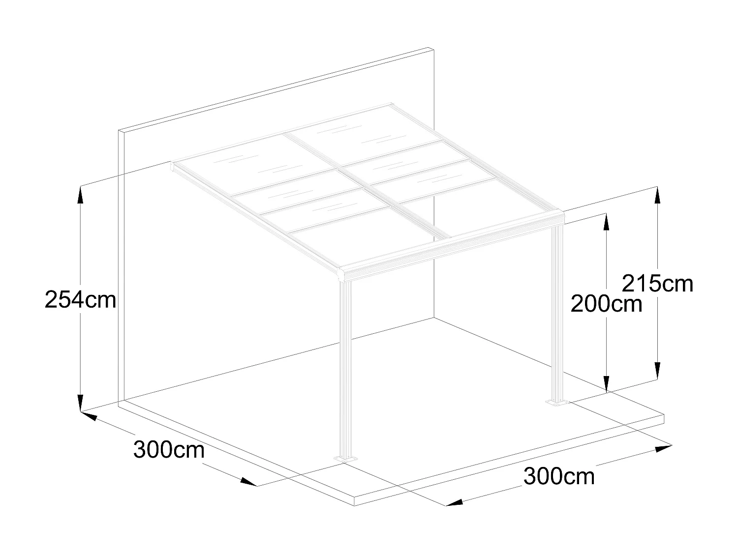 Pergola voor tegen de muur met schuifbaar dak - 9 m² - Antraciet - IZEDA
