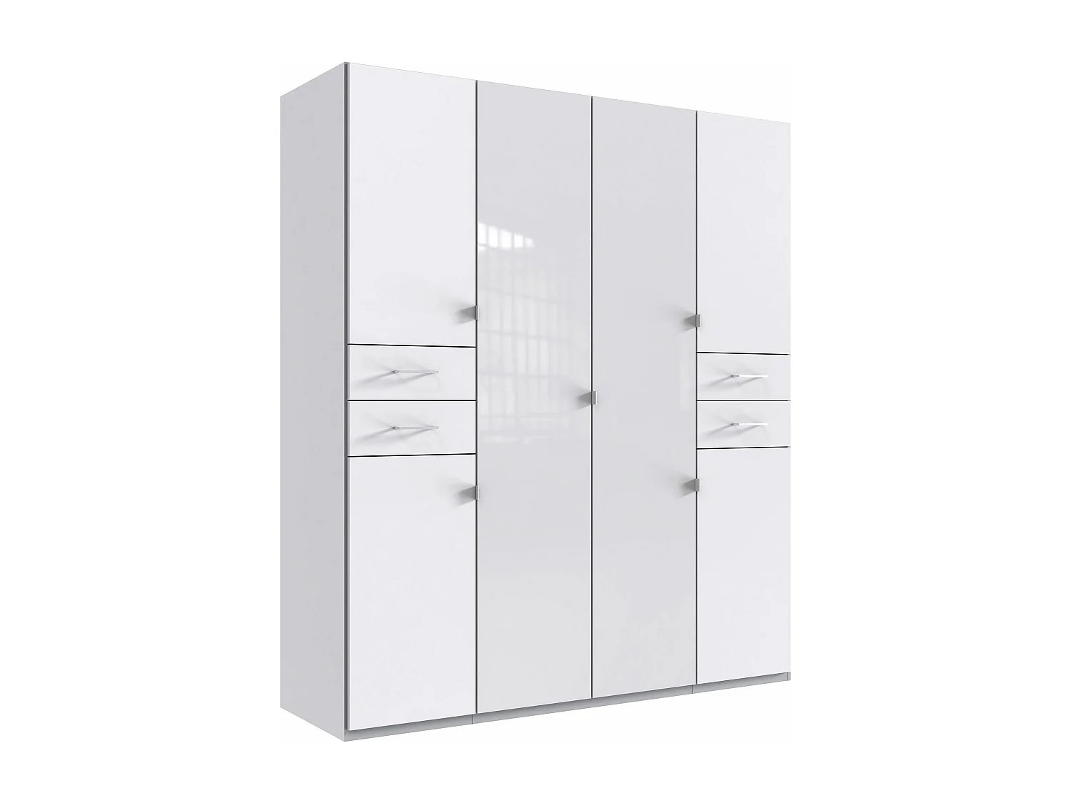 KLEIDERSCHRANK Danzig Weiß / Glasweiß 180 / 58 / 208cm