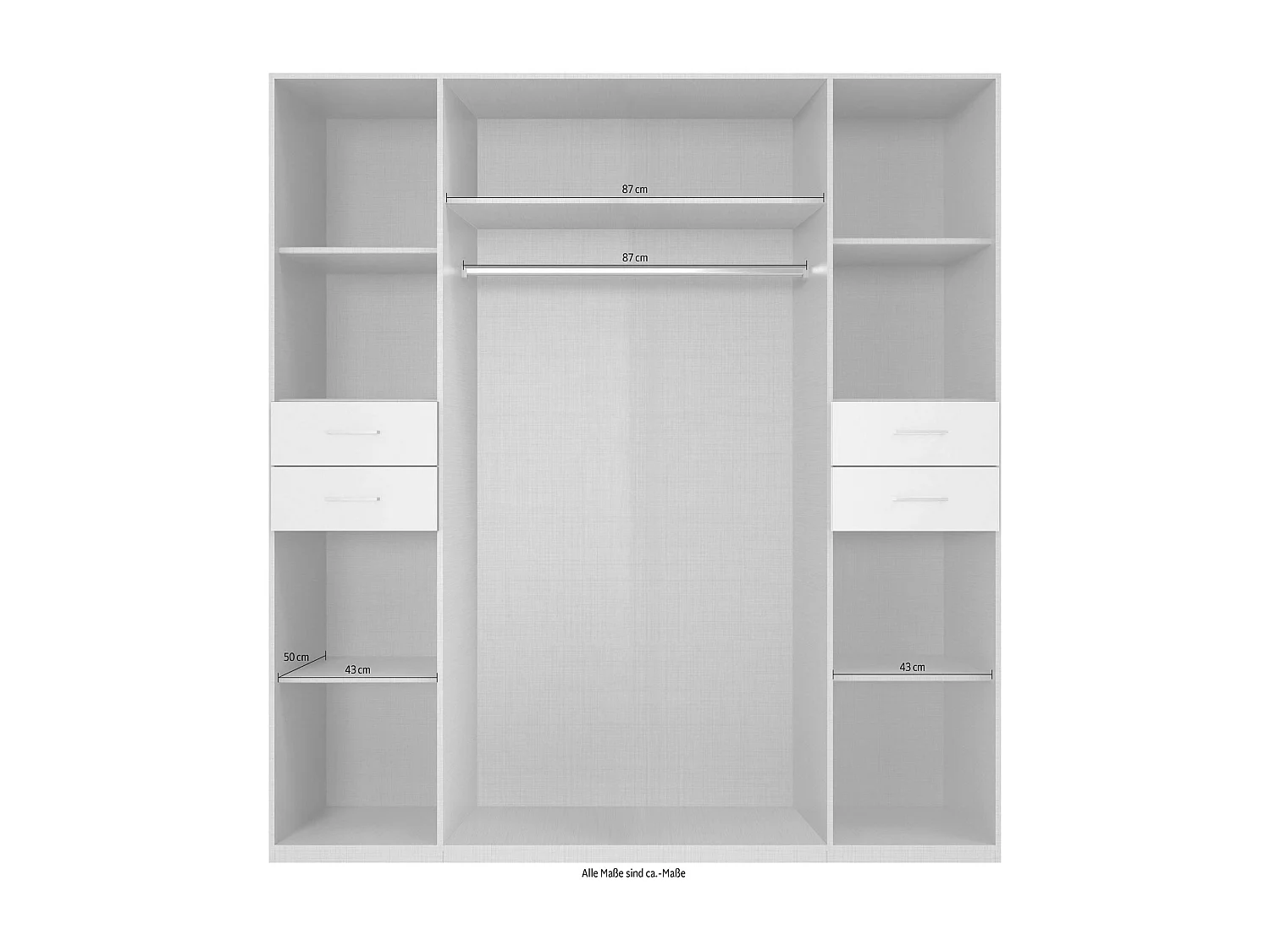 KLEIDERSCHRANK Danzig Weiß / Glasweiß 180 / 58 / 208cm