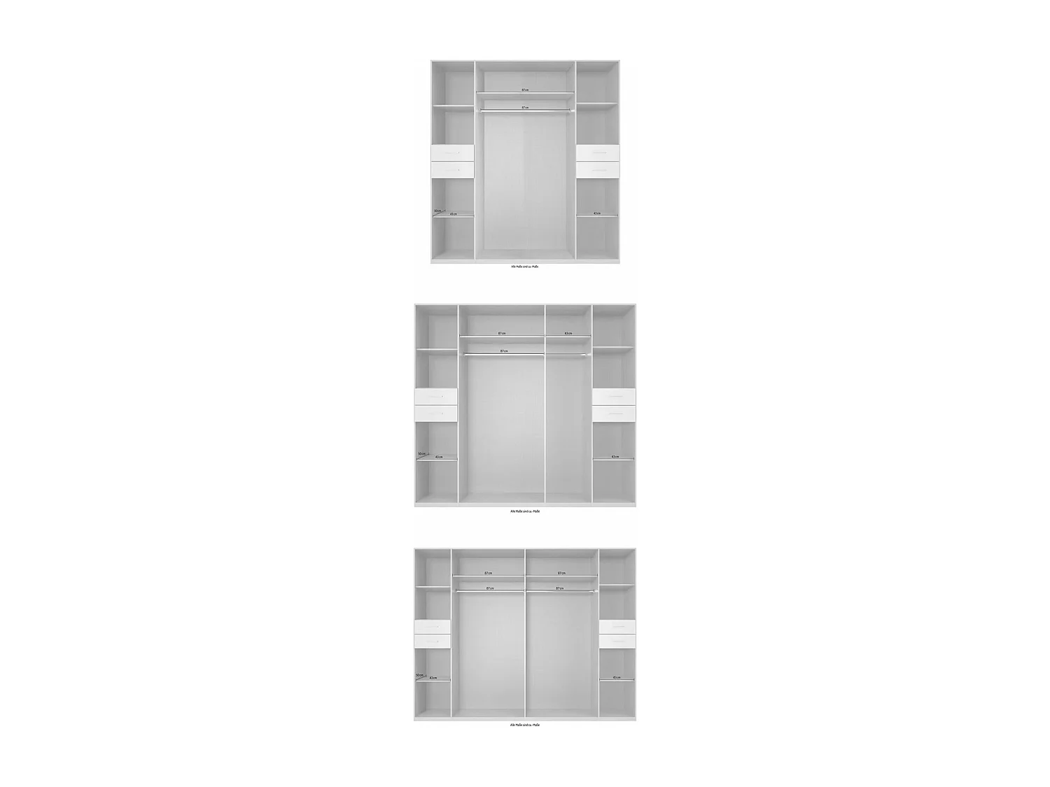 KLEIDERSCHRANK Danzig Weiß / Glasweiß 180 / 58 / 208cm