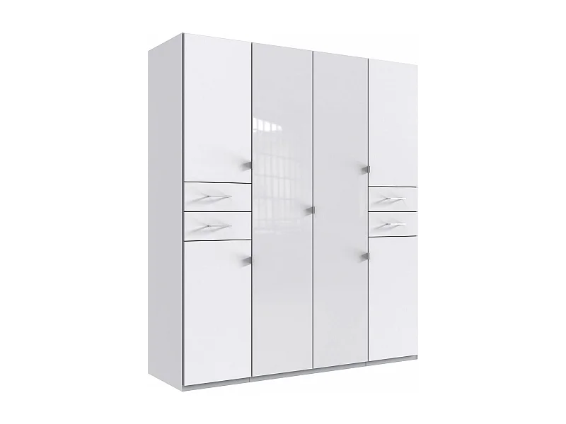 KLEIDERSCHRANK Danzig Weiß / Glasweiß 180 / 58 / 208cm