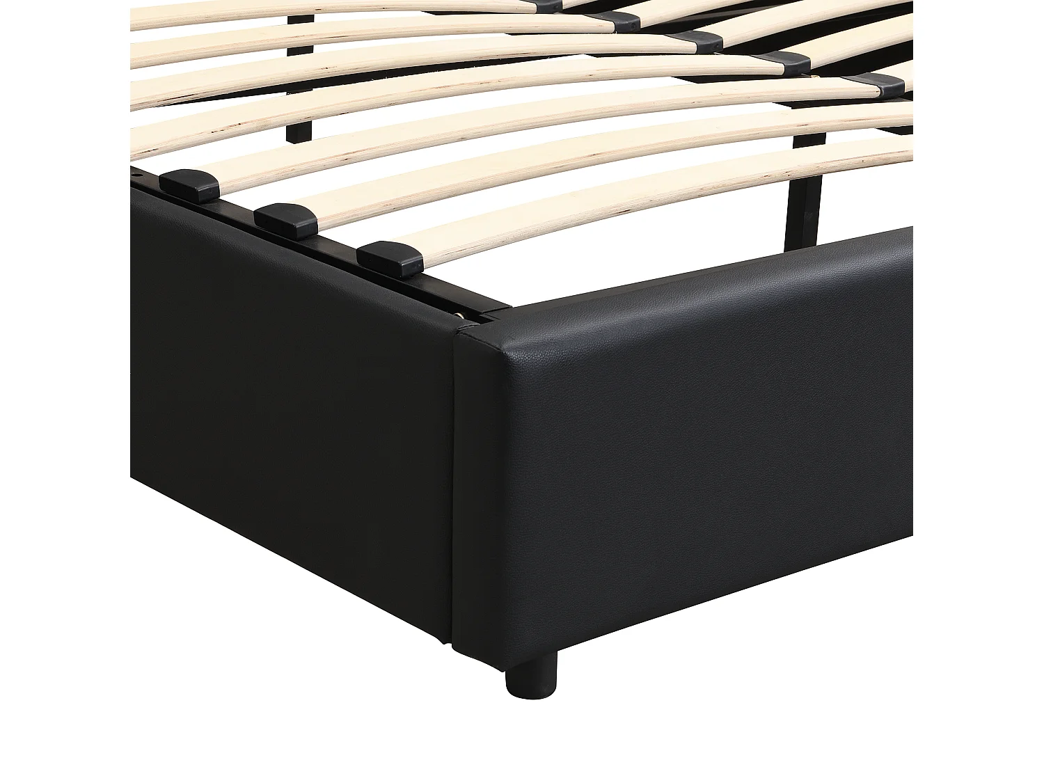 Bett mit Stauraum, 180 x 200 cm, Kunstlederstoff – mit USB-Anschluss, kabellosem Laden und LED – mit Lattenrost – Schwarz