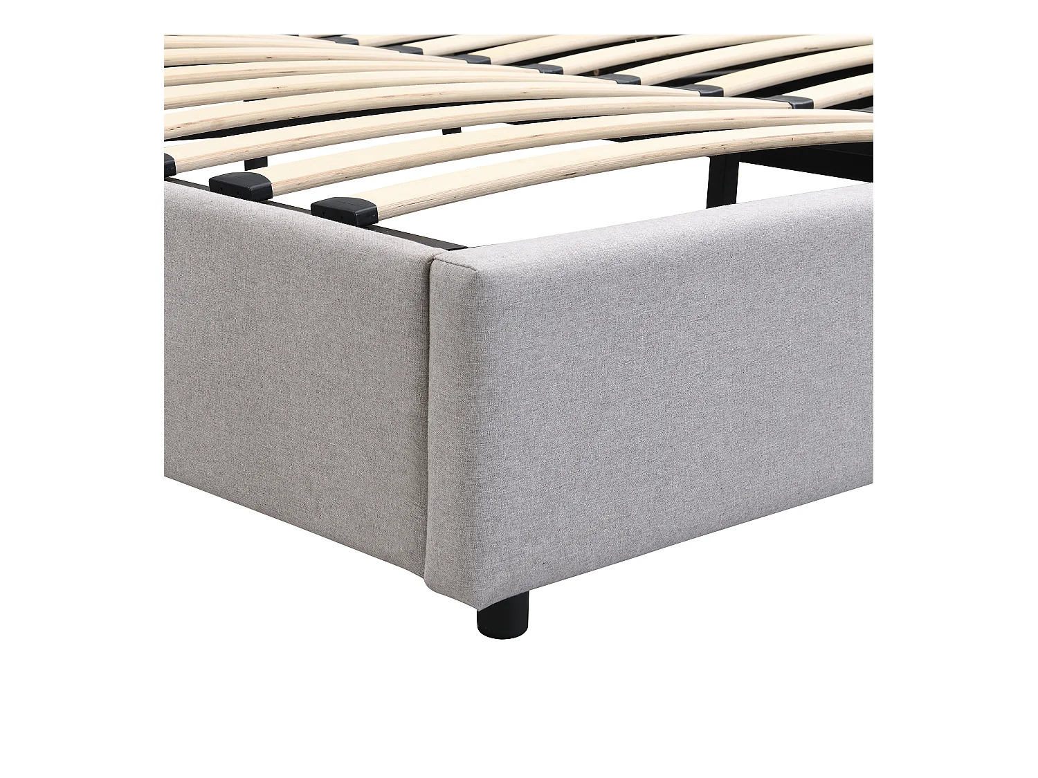 Cama contenedor de tela de lino 180x200 cm - con puerto USB, carga inalámbrica y LED - con somier - Gris