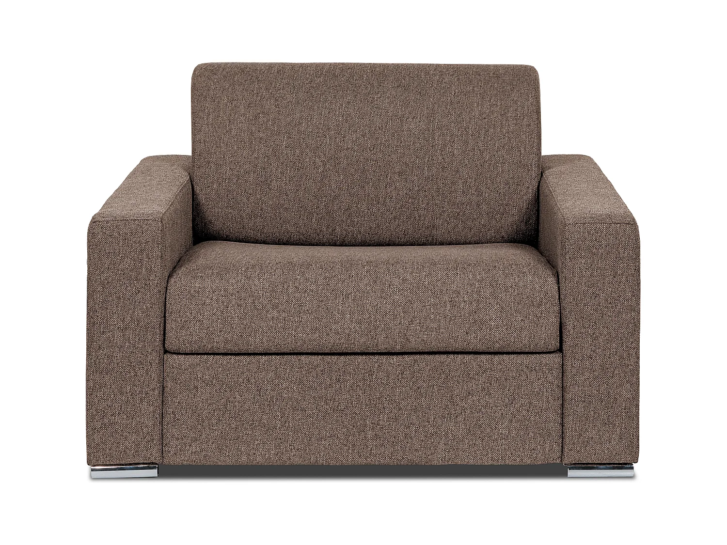 Fauteuil convertible express en tissu marron. Couchage 70 cm. Matelas 14 cm. CALITO