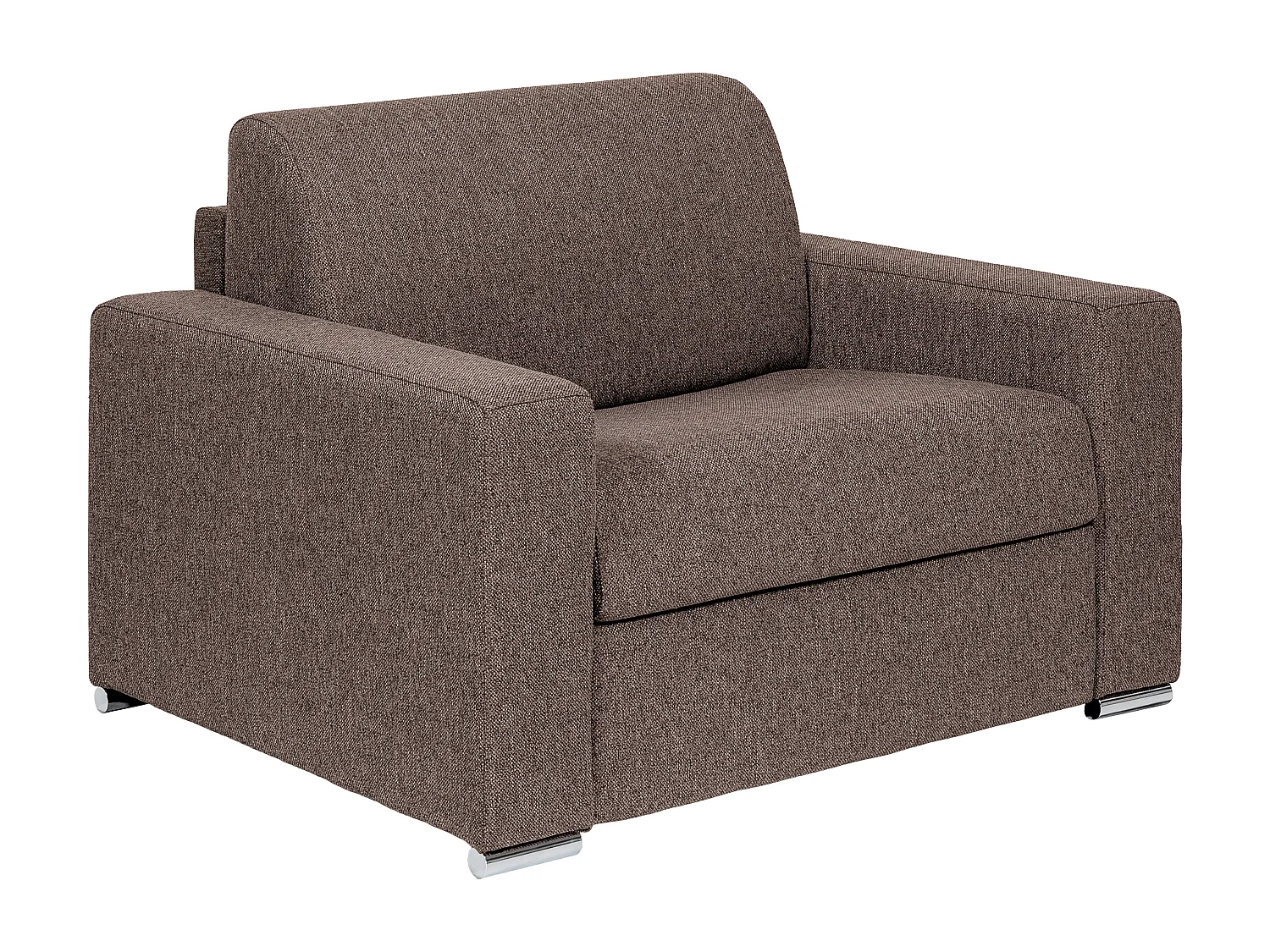 Fauteuil convertible express en tissu marron. Couchage 70 cm. Matelas 14 cm. CALITO