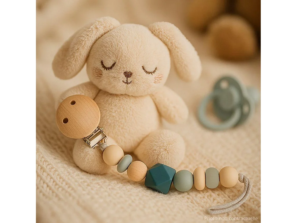 Attache tétine sauge bleu