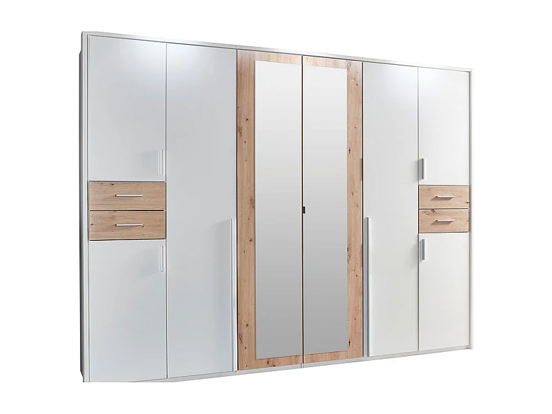 KLEIDERSCHRANK Vegas weiß / Eiche Artisan 273 / 58 / 210cm
