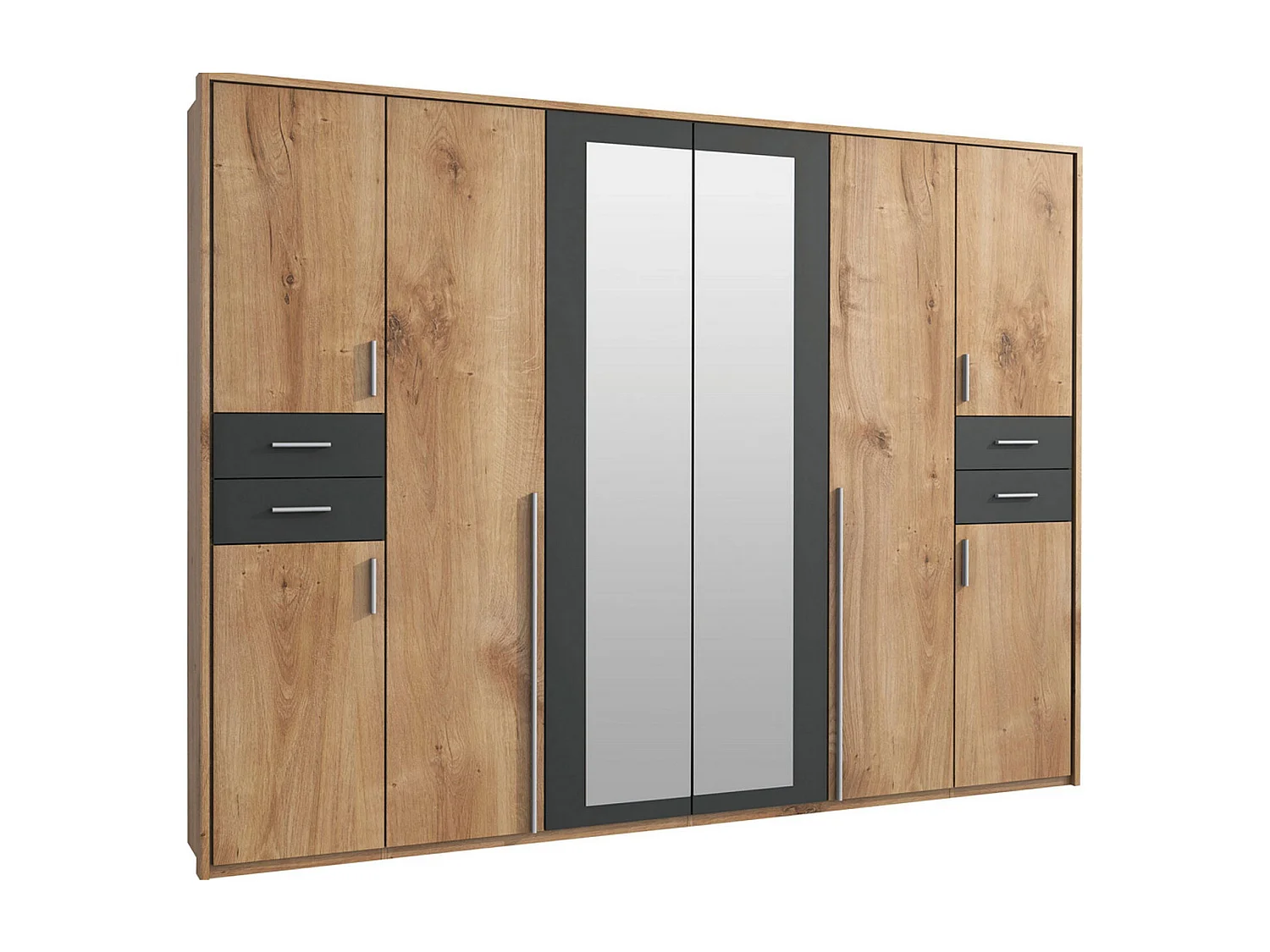 KLEIDERSCHRANK Vegas Plankeneiche / Graphit 273 / 58 / 210cm