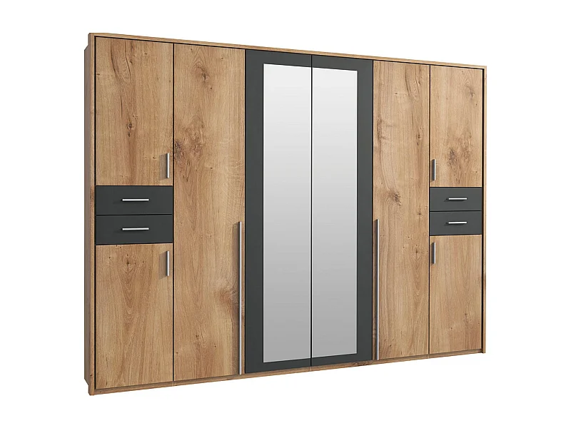 KLEIDERSCHRANK Vegas Plankeneiche / Graphit 273 / 58 / 210cm