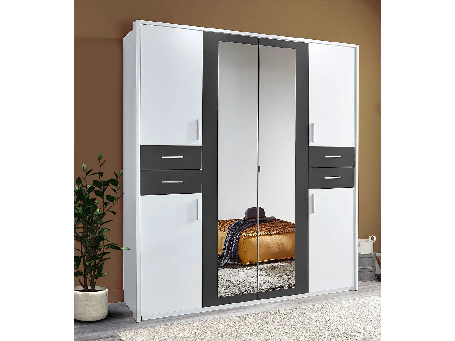 KLEIDERSCHRANK Vegas Weiß / graphit 183 / 58 / 210cm