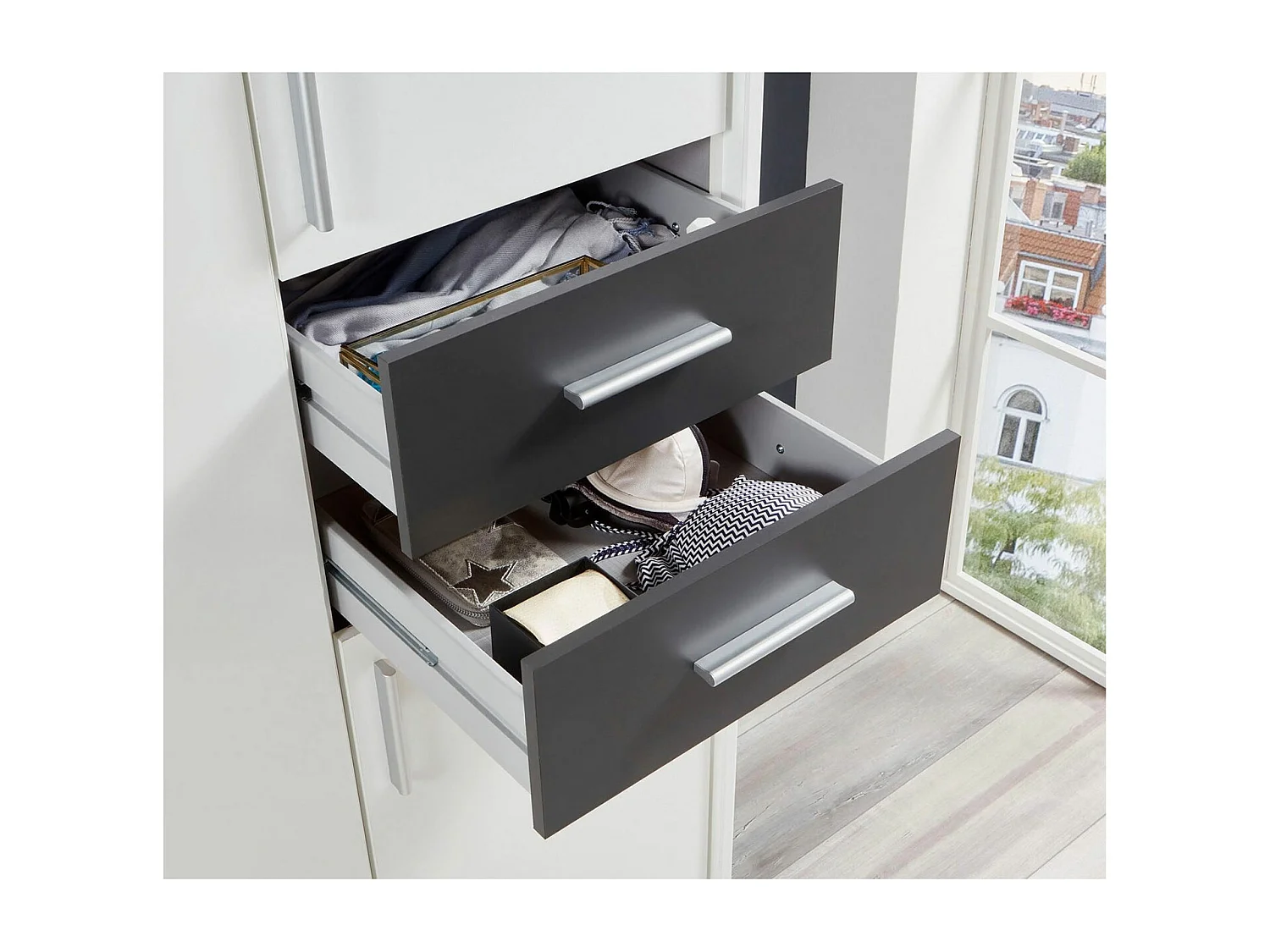 KLEIDERSCHRANK Vegas Weiß / graphit 183 / 58 / 210cm