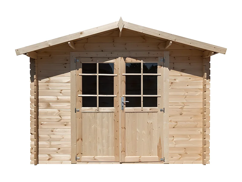 Abri de jardin bois 9.4 m² "Lys" - 320 x 298 x 225 cm - 28 mm