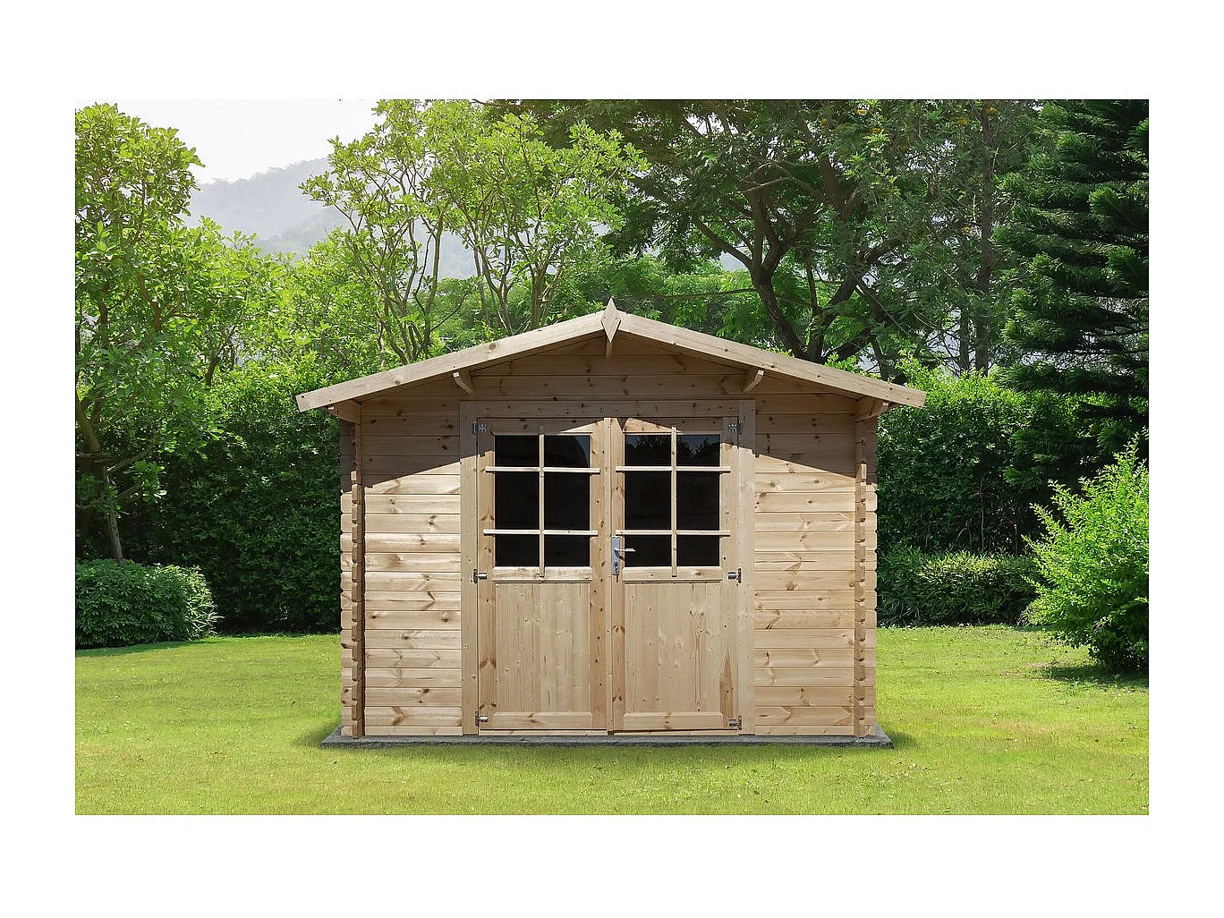 Caseta de jardín de madera "Lys" de 9,4 m² - 320 x 298 x 225 cm - 28 mm