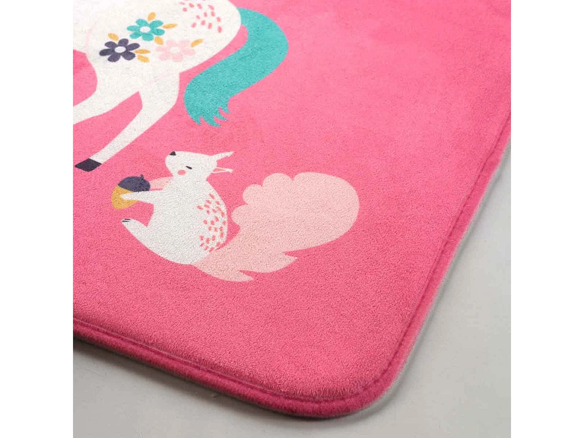 Tapis Enfant "Princesse Licorne" 45x75cm Rose