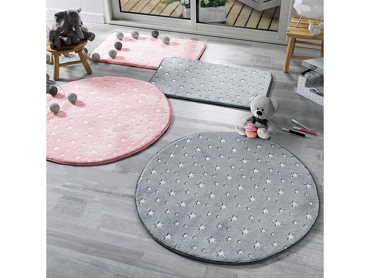 Tapis Enfant "Phosphorescent Fluo" 50x80cm Gris