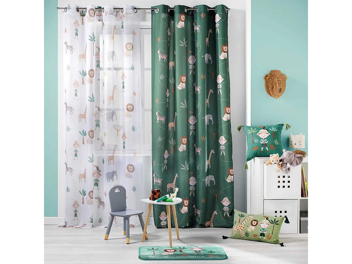 Tapis Enfant "Léo l'Explorateur" 45x75cm Vert