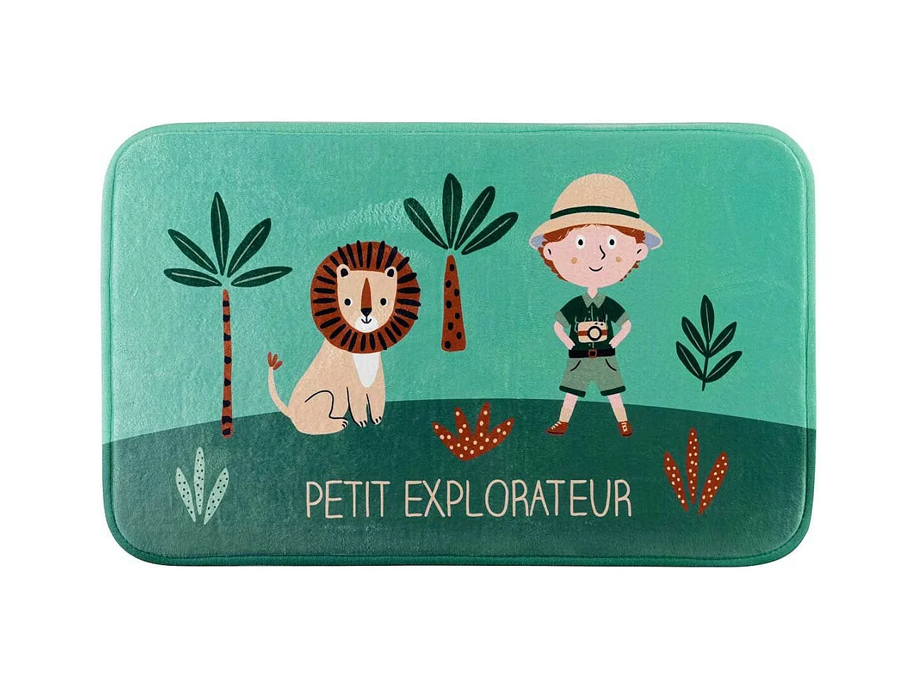 Tapis Enfant "Léo l'Explorateur" 45x75cm Vert