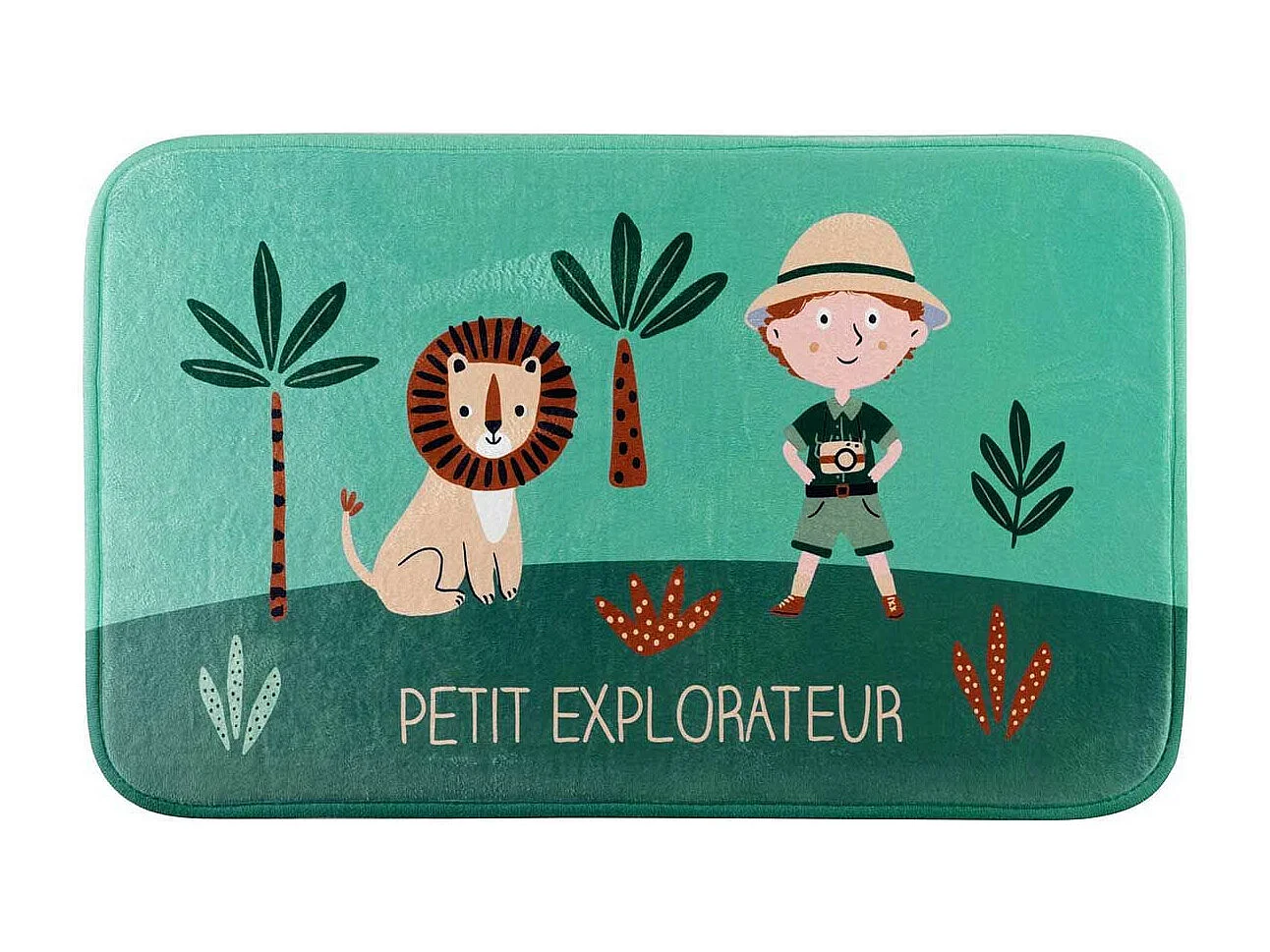Tapis Enfant "Léo l'Explorateur" 45x75cm Vert