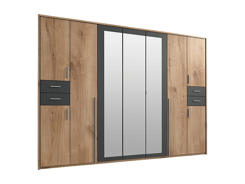 KLEIDERSCHRANK Vegas Plankeneiche / Graphit 316 / 58 / 210cm