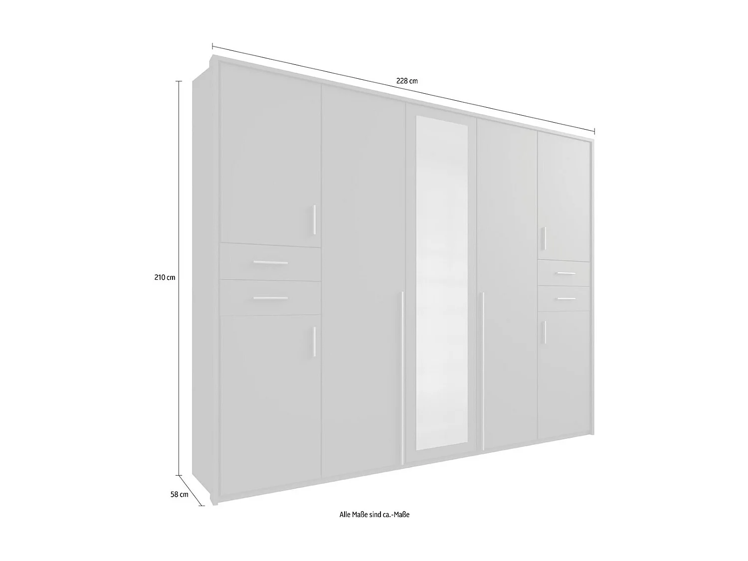 KLEIDERSCHRANK Vegas Plankeneiche / graphit 228 / 58 / 210cm