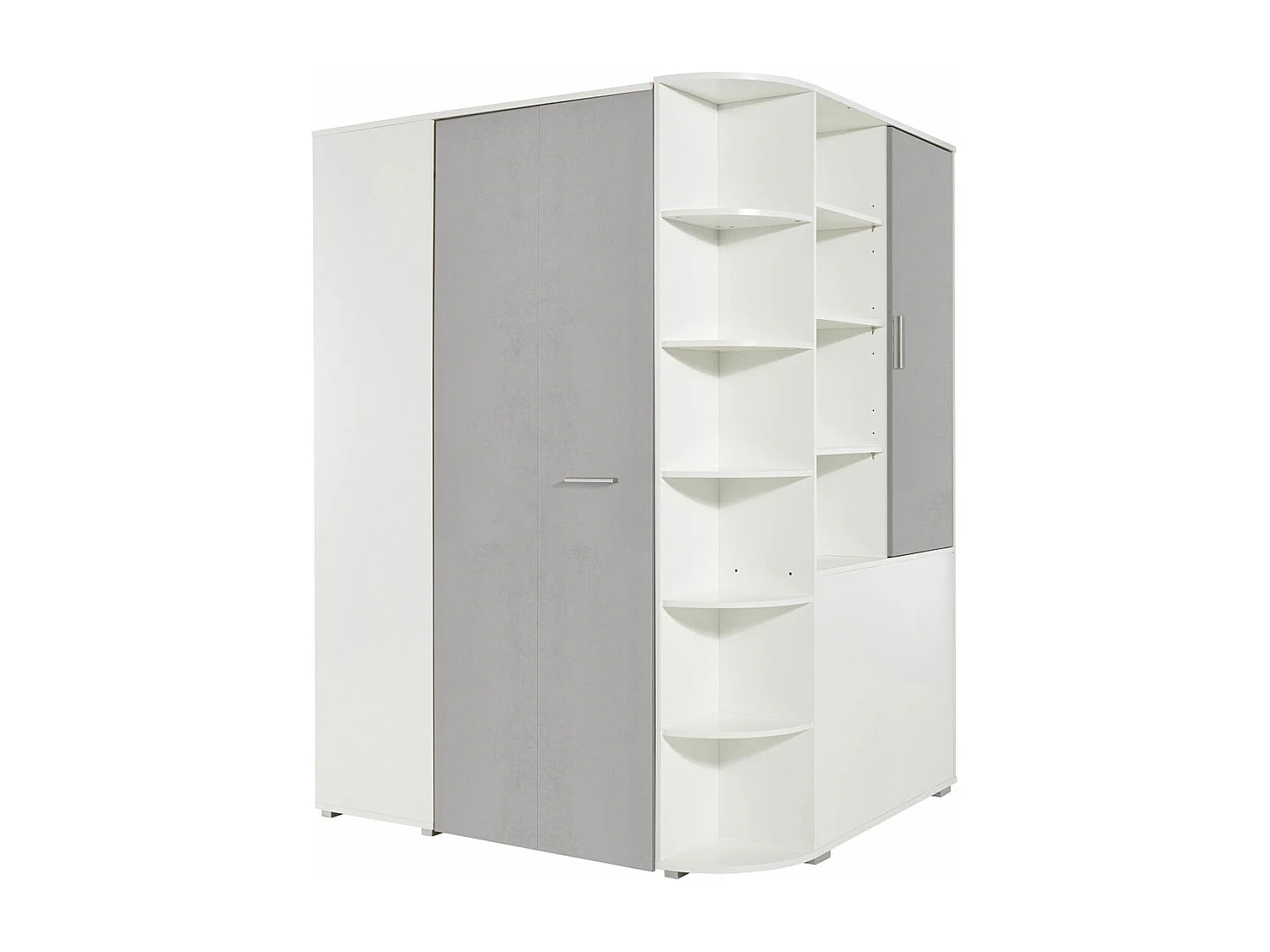 ECKKLEIDERSCHRANK Joker Weiß / Beton 125 / 148 / 198cm