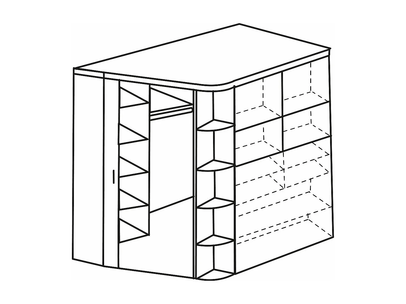 ECKKLEIDERSCHRANK Joker Weiß / Beton 125 / 148 / 198cm