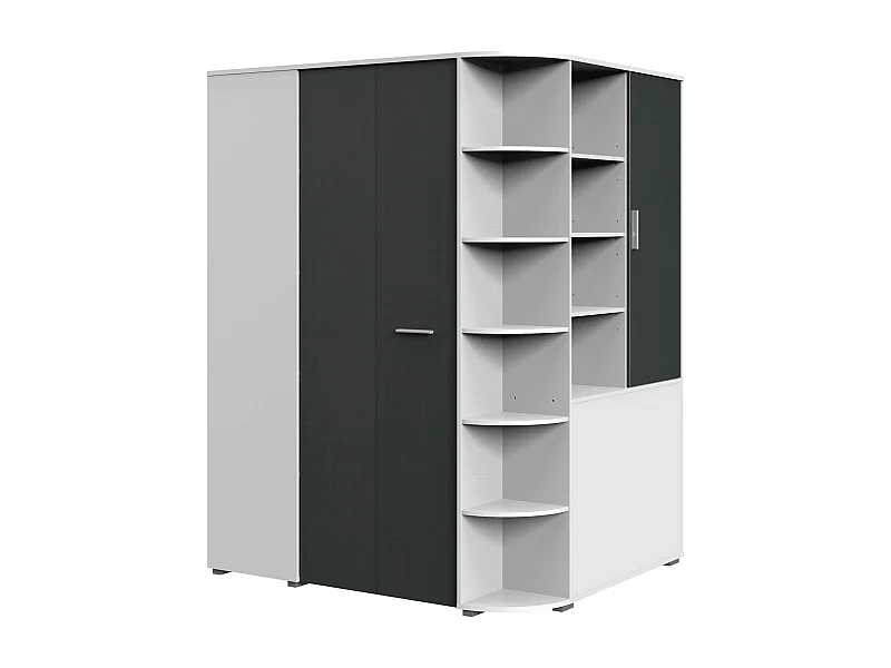 ECKKLEIDERSCHRANK Joker Weiß / Graphit 125 / 148 / 198cm