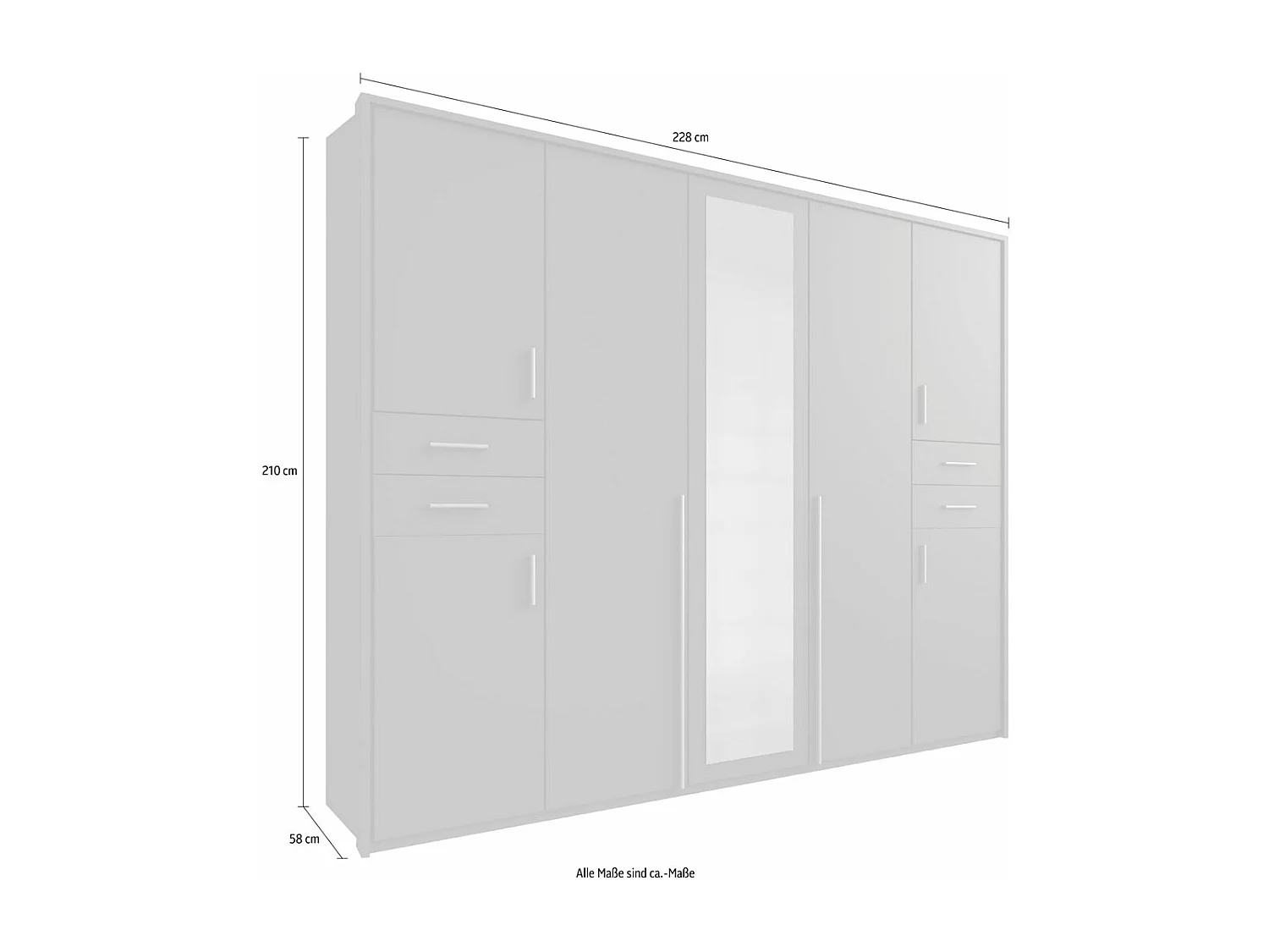 KLEIDERSCHRANK Vegas graphit 228 / 58 / 210cm