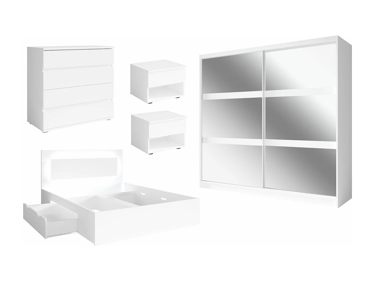 SCHLAFZIMMER-SET Fino weiß 5-teilig