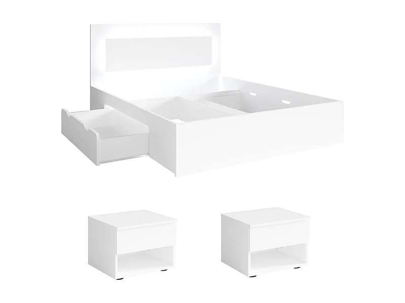 SCHLAFZIMMER-SET Fino mit Lattenrahmen weiß 3-teilig