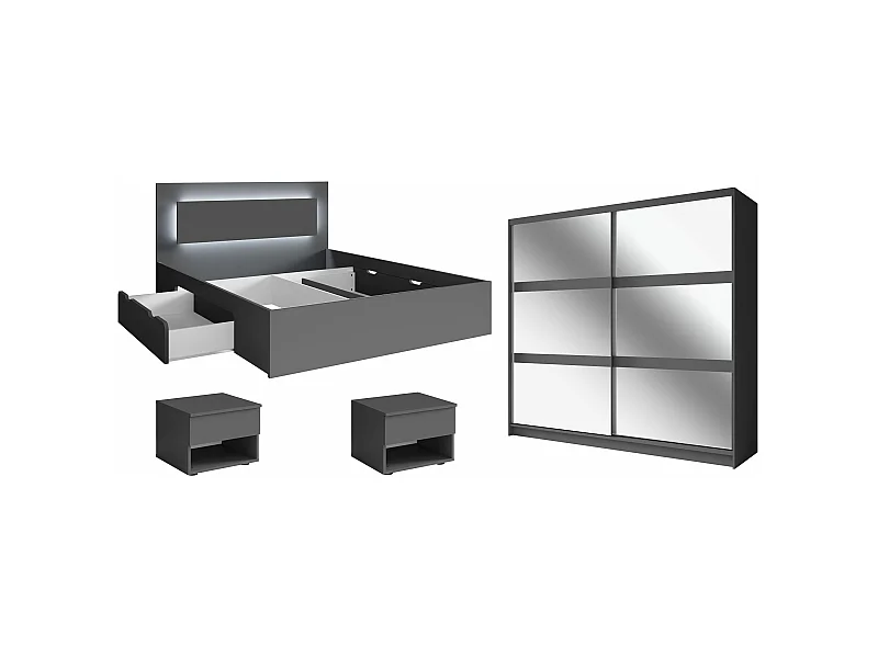 SCHLAFZIMMER-SET Fino graphit 4-teilig