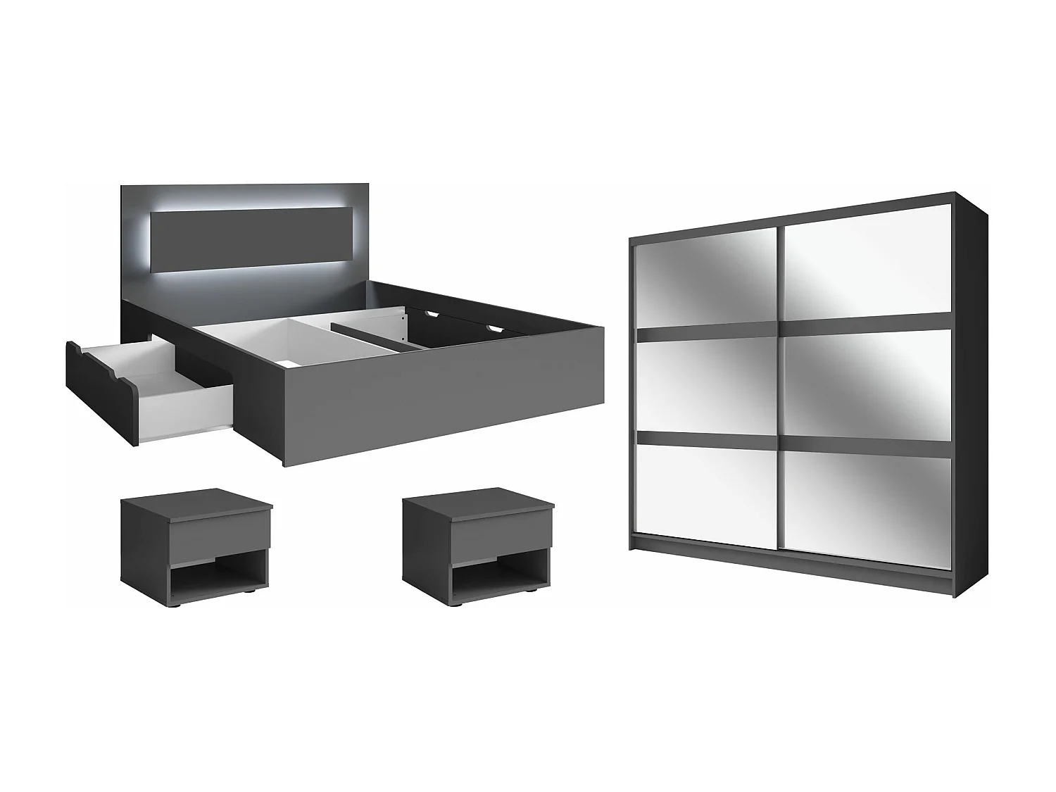 SCHLAFZIMMER-SET Fino graphit 4-teilig